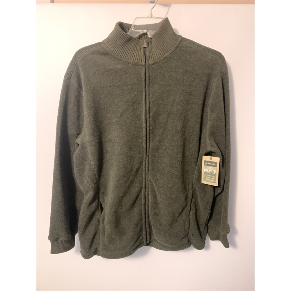 St Johns Bay Men's Green Fleece Long Sleeve Full Zip Collared Jacket Size Small